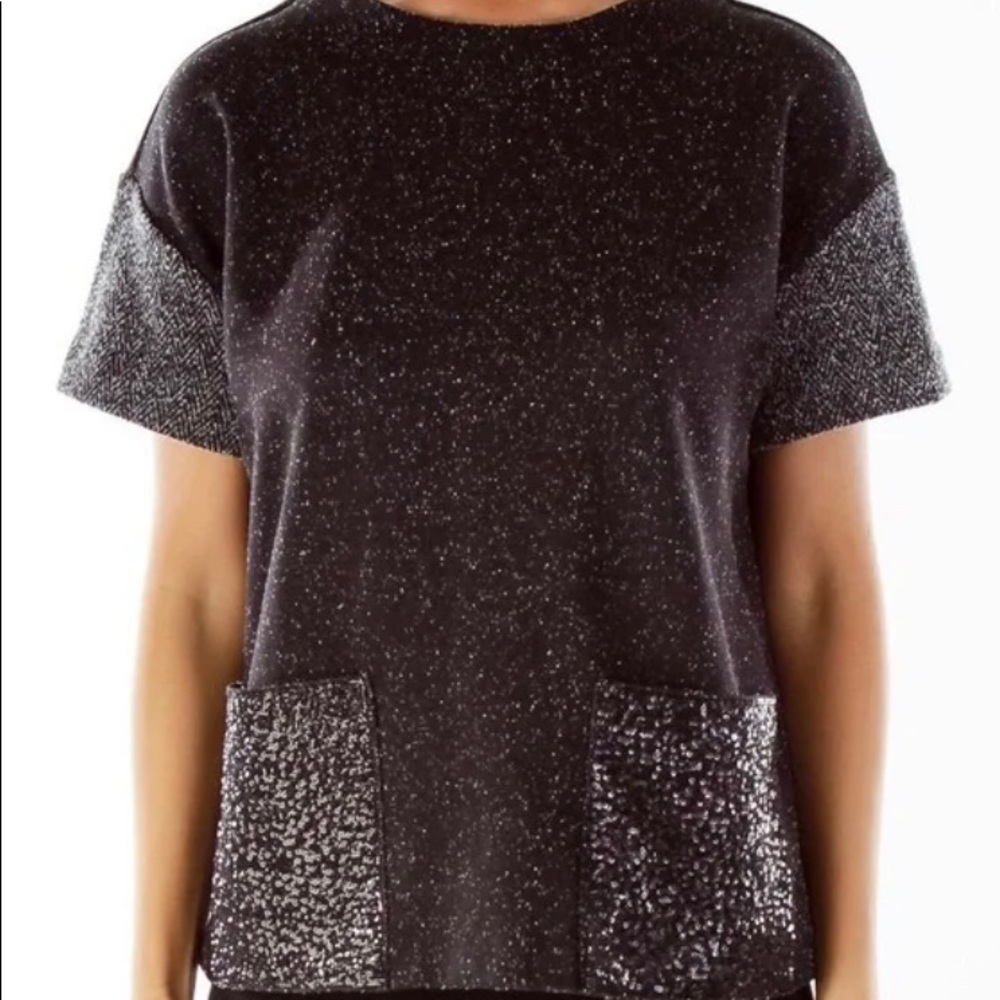 Banana Republic Speckled Black Short Sleeve Shirt